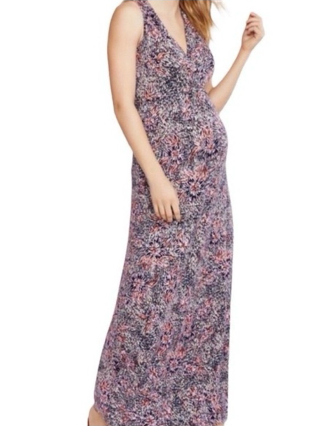 Motherhood Maternity Pink & Purple V-Neck Maxi Dress